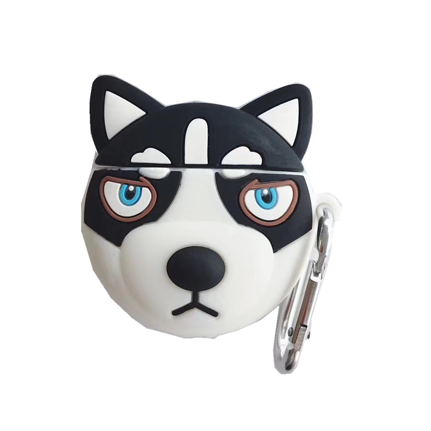 Cute Design Cartoon Silicone Cover Skin for Airpod (1 / 2) Charging Case (Husky Black)